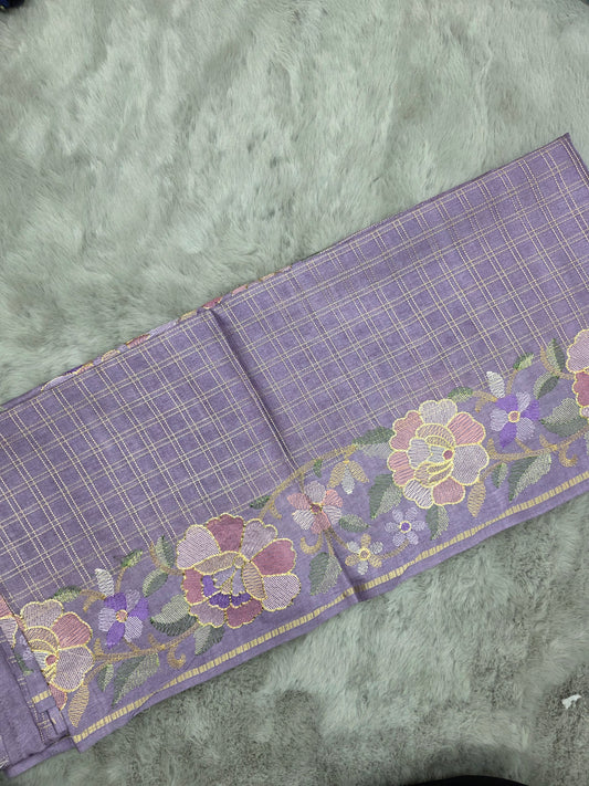 Tussar with Embroidery