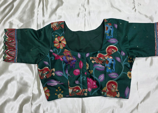 Green Sequence Blouse