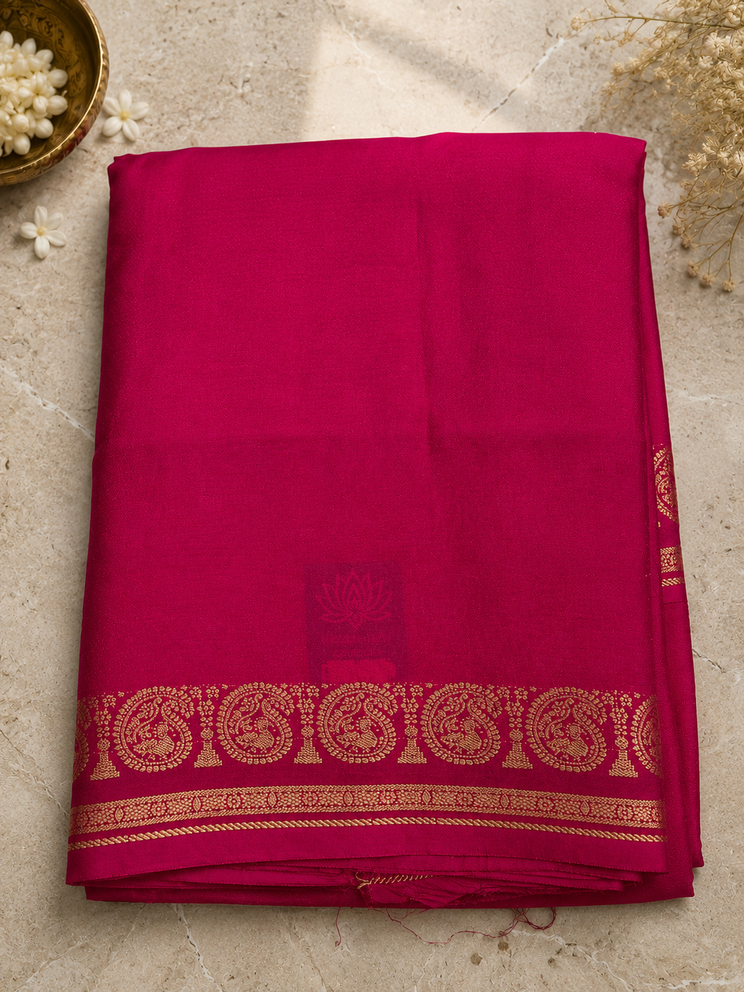 Pink Semi Mysore Silk Saree