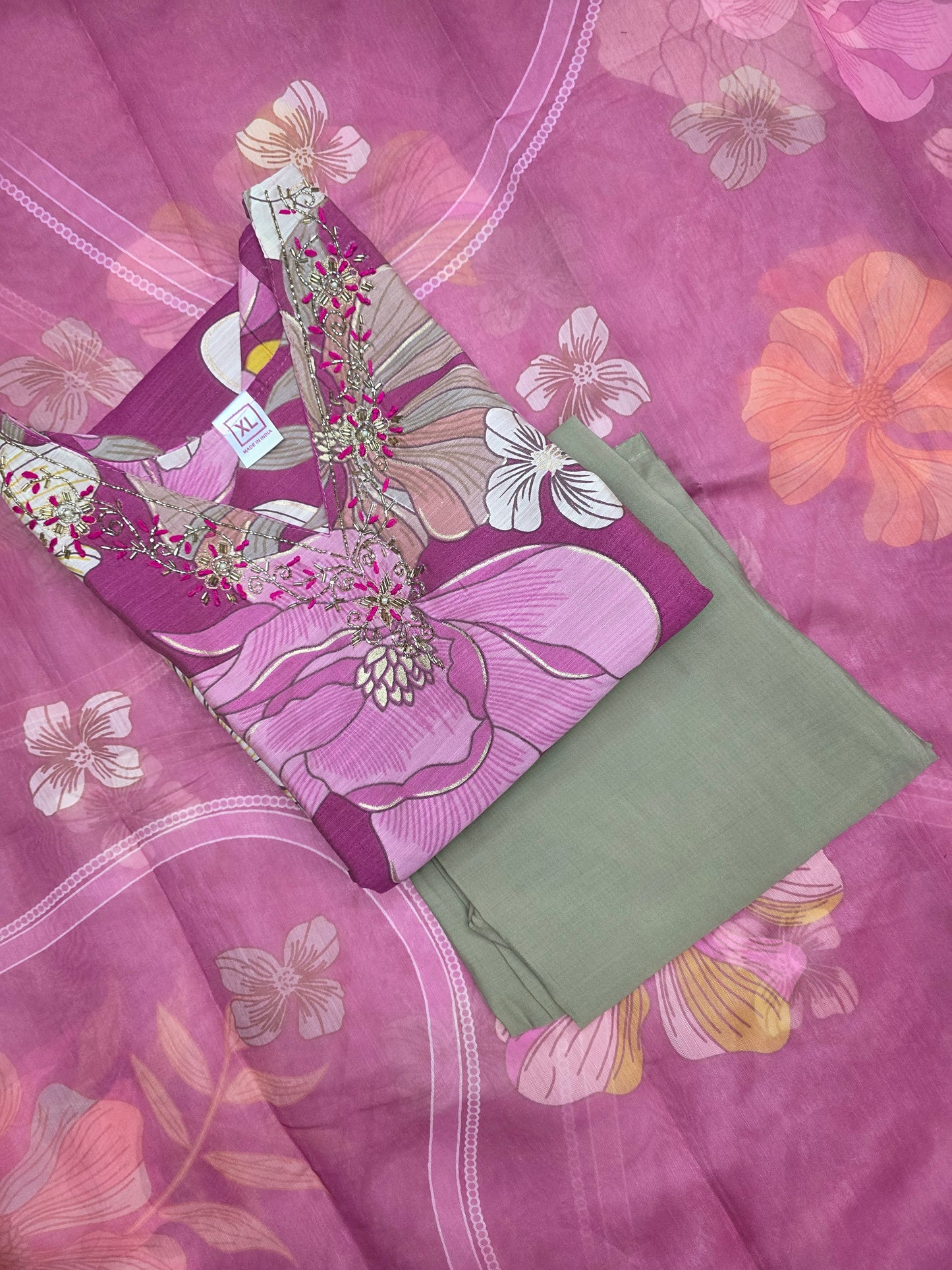 Pink Muslin Silk 3ps Set