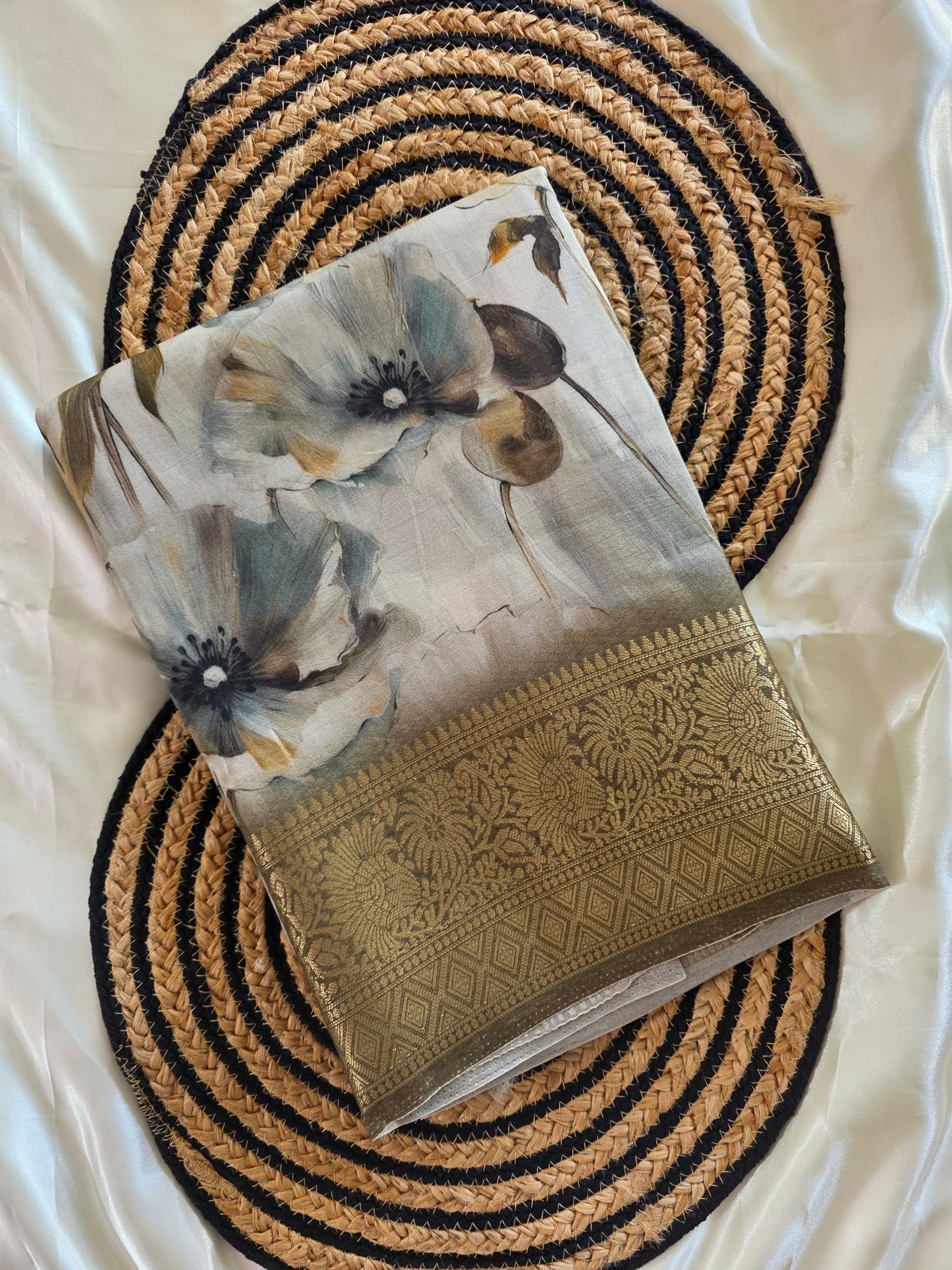 Printed silk cotton saree
