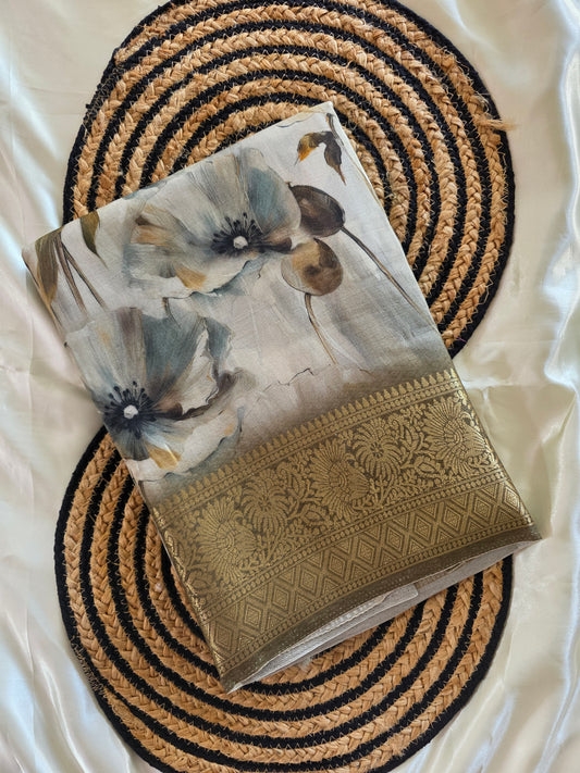 Printed silk cotton saree